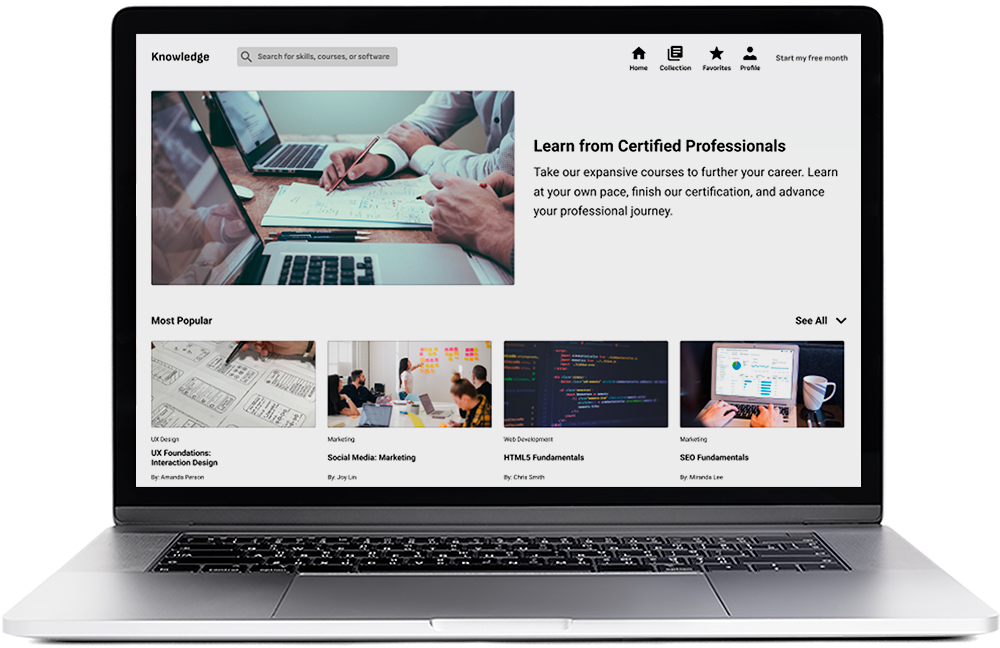 Knowledge Mockups - Desktop (Responsive Design) - Home Screen
