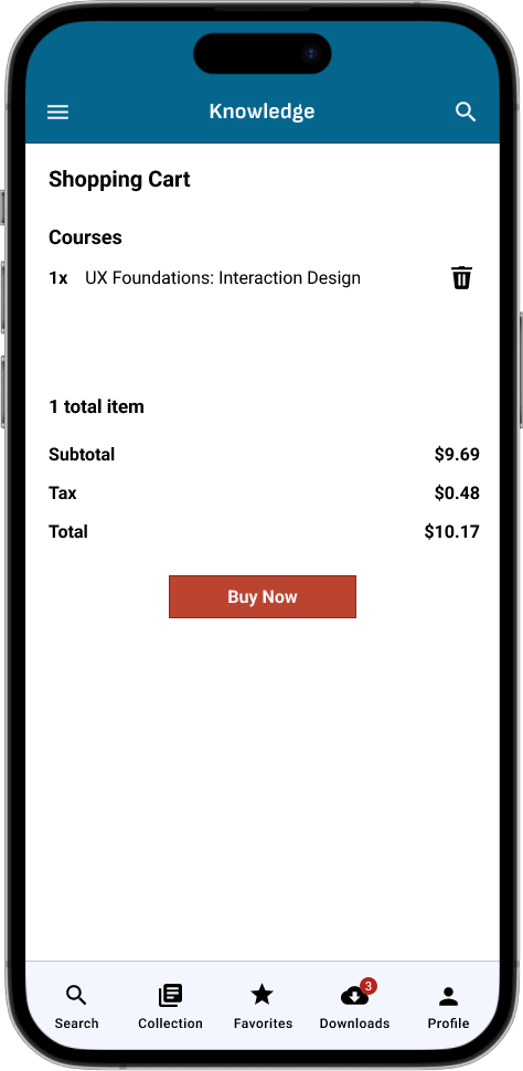 Knowledge - Before and After Usability Study - First Round Screenshots